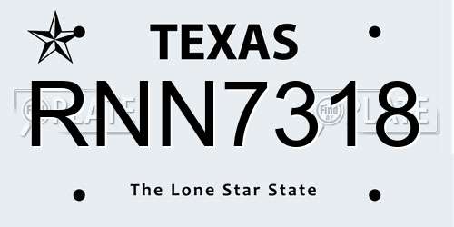 RNN7318 Texas License Plate
