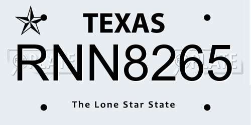 RNN8265 Texas License Plate