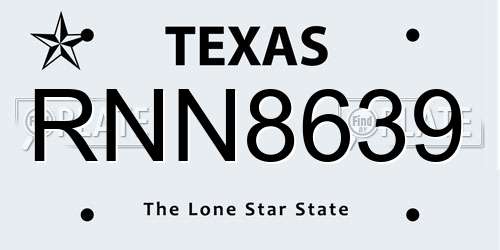 RNN8639 Texas License Plate