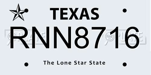 RNN8716 Texas License Plate