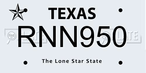 RNN950 Texas License Plate