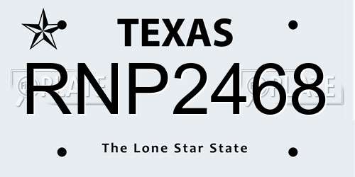 RNP2468 Texas License Plate