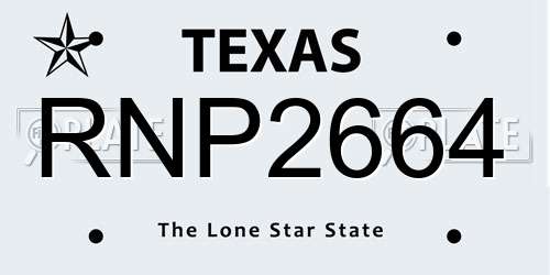 RNP2664 Texas License Plate