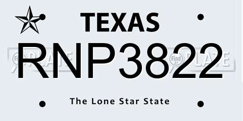 RNP3822 Texas License Plate