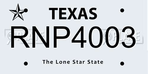 RNP4003 Texas License Plate