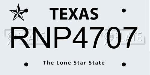 RNP4707 Texas License Plate