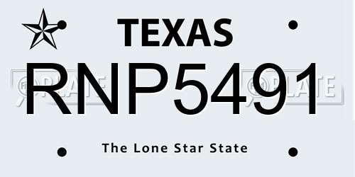 RNP5491 Texas License Plate
