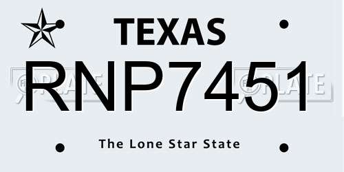 RNP7451 Texas License Plate