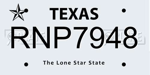 RNP7948 Texas License Plate