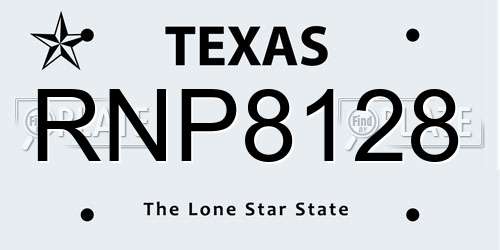 RNP8128 Texas License Plate