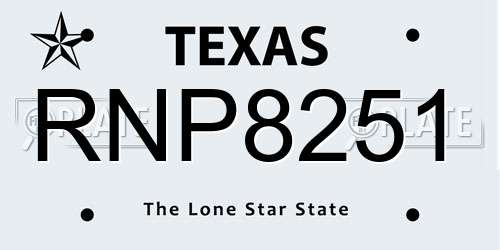 RNP8251 Texas License Plate