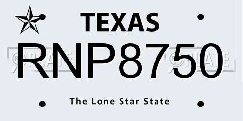 RNP8750 Texas License Plate