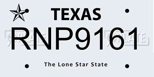 RNP9161 Texas License Plate