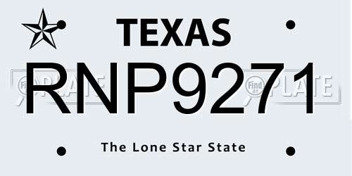RNP9271 Texas License Plate