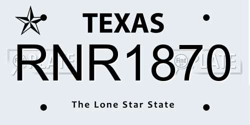 RNR1870 Texas License Plate