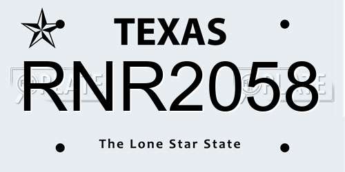 RNR2058 Texas License Plate