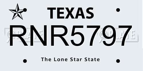 RNR5797 Texas License Plate