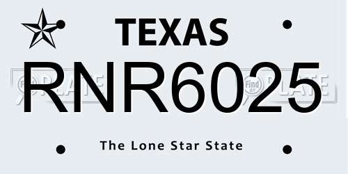 RNR6025 Texas License Plate