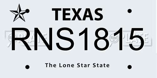 RNS1815 Texas License Plate