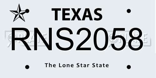RNS2058 Texas License Plate