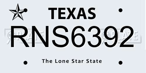 RNS6392 Texas License Plate