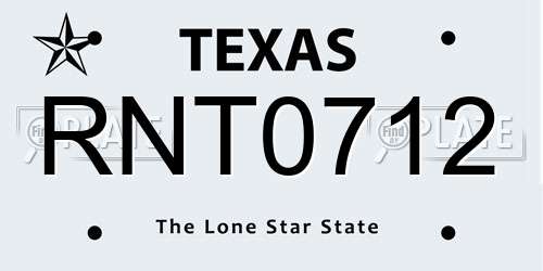 RNT0712 Texas License Plate