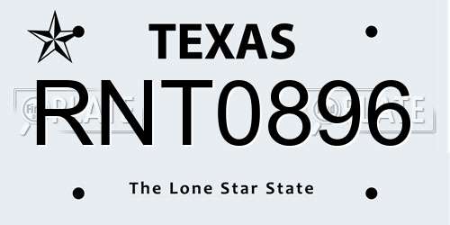 RNT0896 Texas License Plate