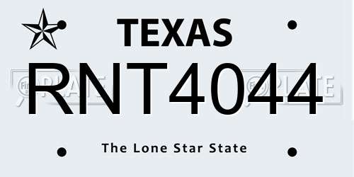 RNT4044 Texas License Plate