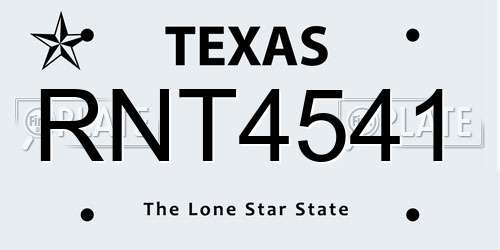 RNT4541 Texas License Plate