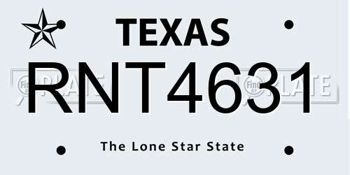 RNT4631 Texas License Plate