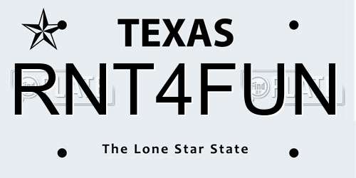RNT4FUN Texas License Plate