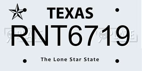 RNT6719 Texas License Plate