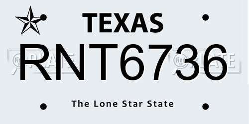 RNT6736 Texas License Plate
