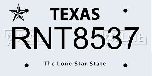 RNT8537 Texas License Plate