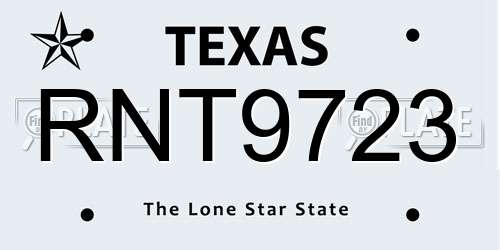RNT9723 Texas License Plate
