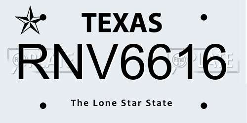 RNV6616 Texas License Plate