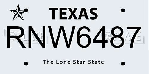 RNW6487 Texas License Plate