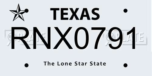 RNX0791 Texas License Plate