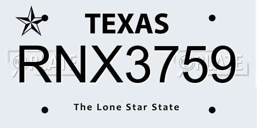 RNX3759 Texas License Plate