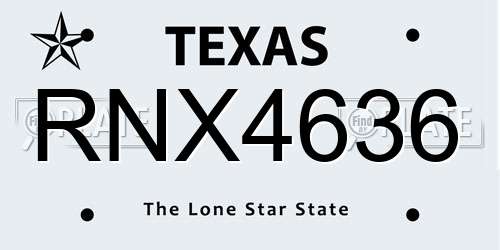RNX4636 Texas License Plate