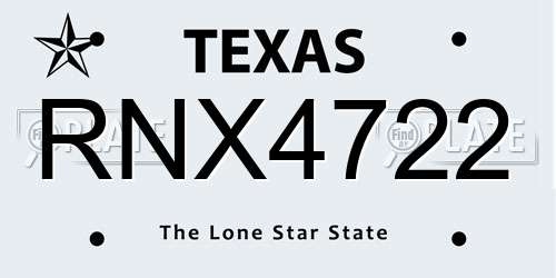 RNX4722 Texas License Plate
