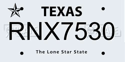 RNX7530 Texas License Plate