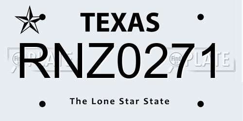 RNZ0271 Texas License Plate