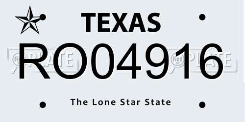 RO04916 Texas License Plate