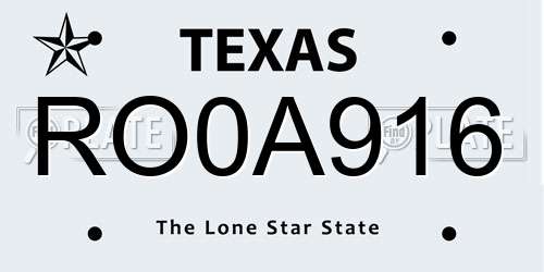 RO0A916 Texas License Plate