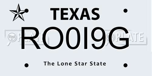 RO0I9G Texas License Plate