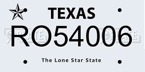 RO54006 Texas License Plate