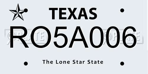 RO5A006 Texas License Plate