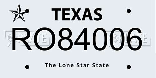 RO84006 Texas License Plate