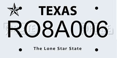 RO8A006 Texas License Plate